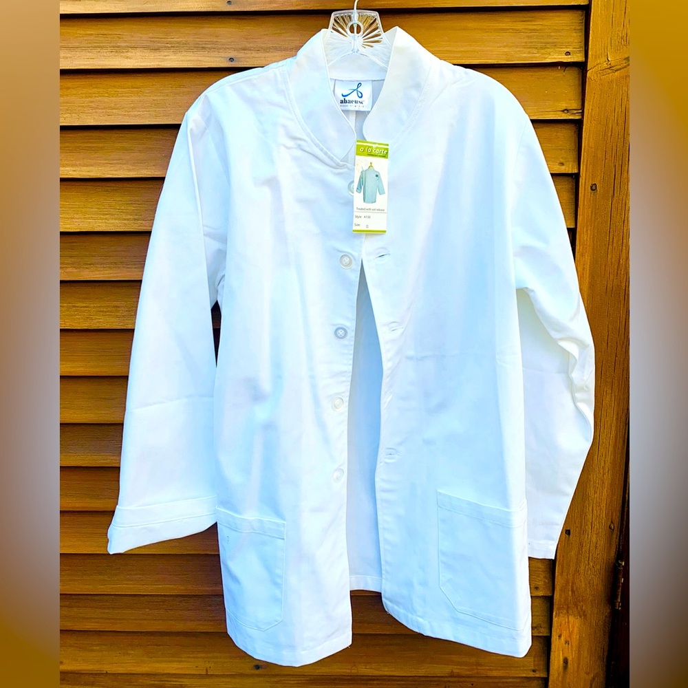 Abacuss White chef coat jacket NWT catering kitchen work